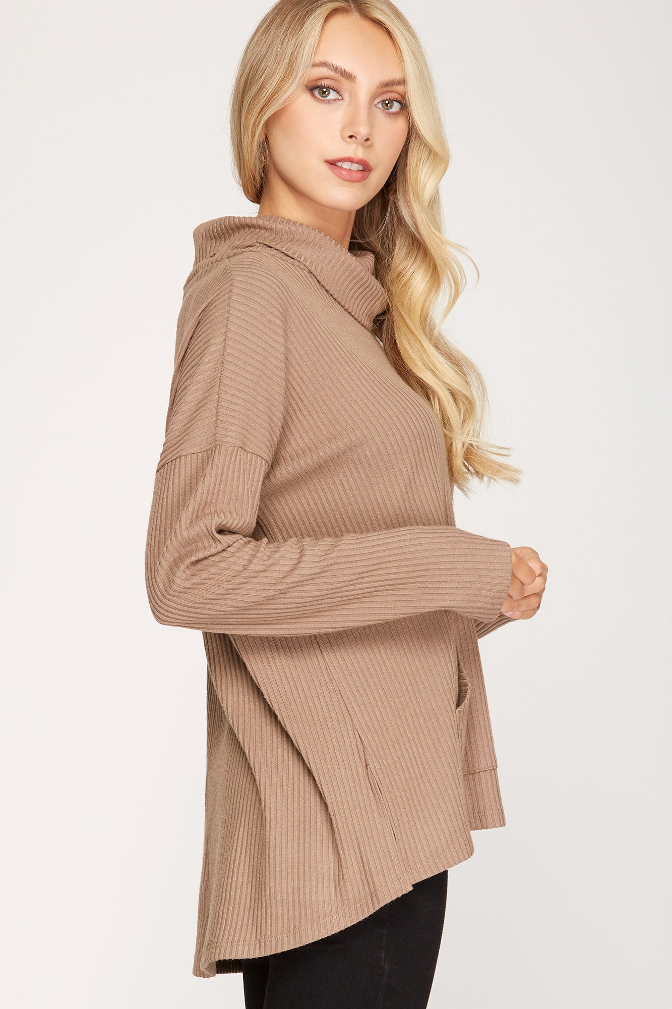 Cowl Neck Top - Mocha