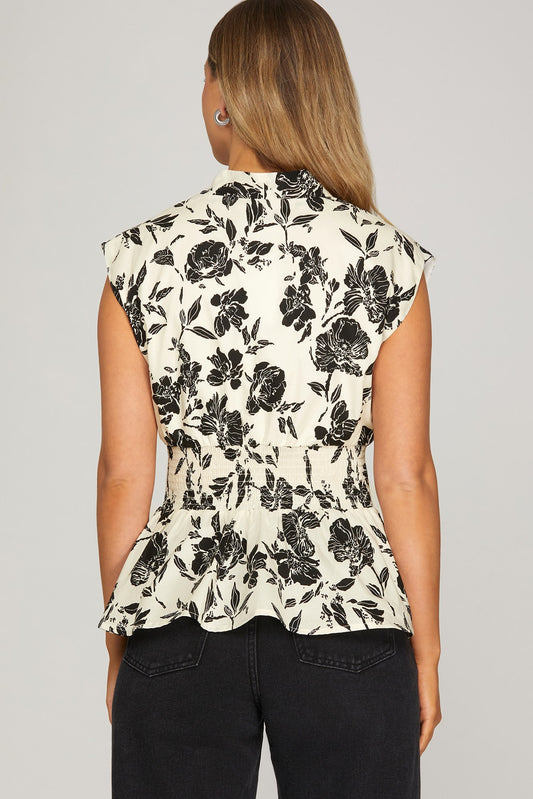 Smocked Waist Zip Top