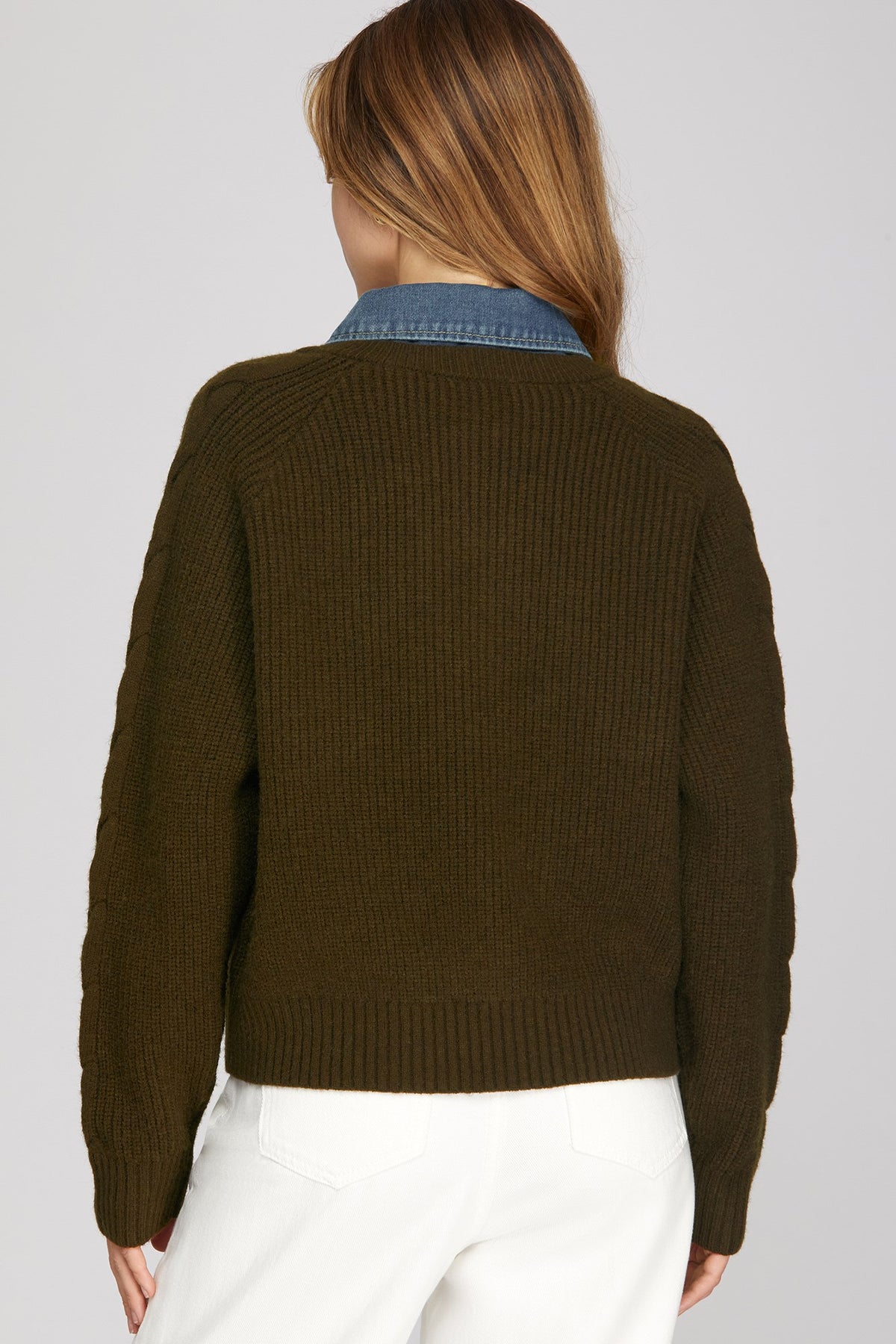 Denim Collar Sweater