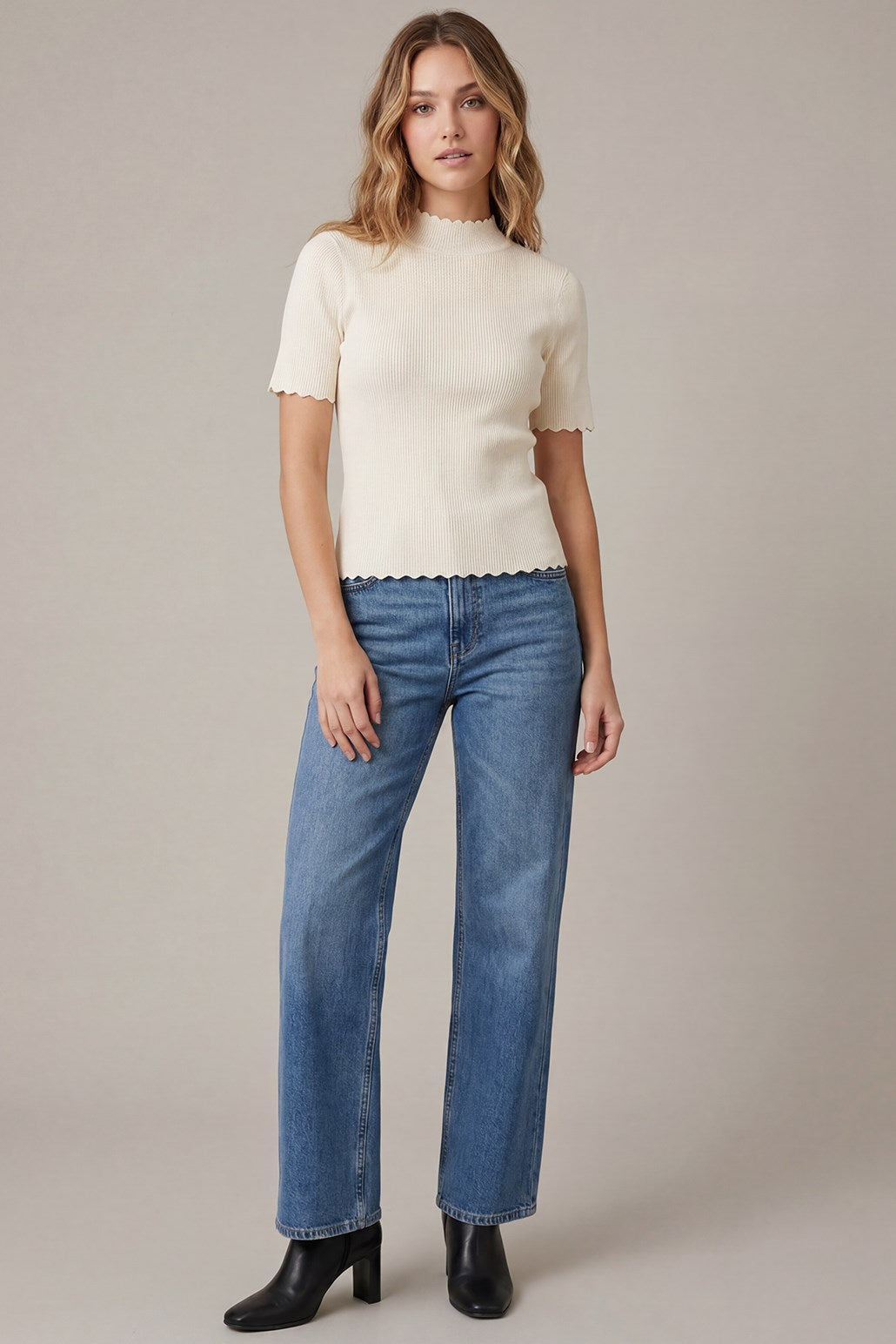 Scalloped Knit Top