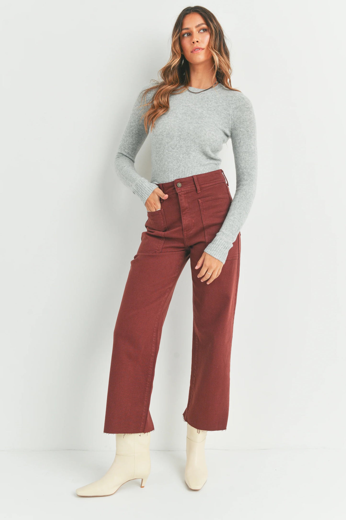 Nautical Wide Leg Jeans - Cinnamon