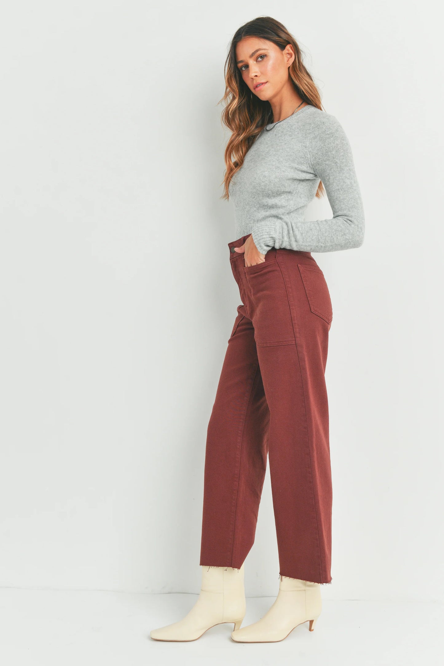 Nautical Wide Leg Jeans - Cinnamon