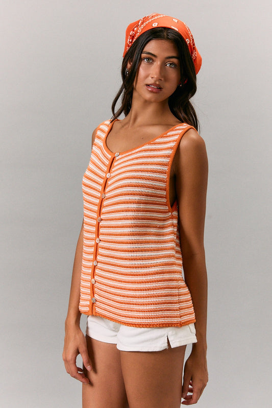 Sunset Stripe Crochet Tank