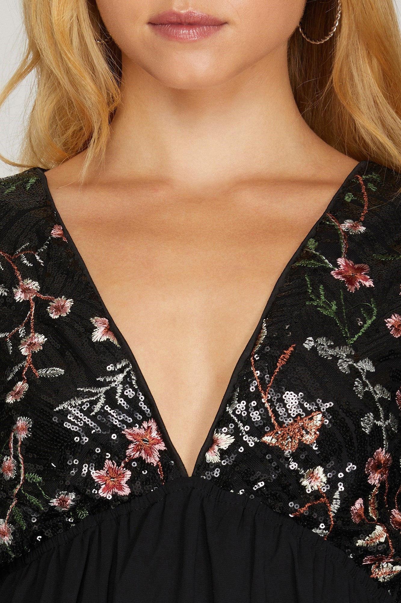 Floral Top V-Neck Dress