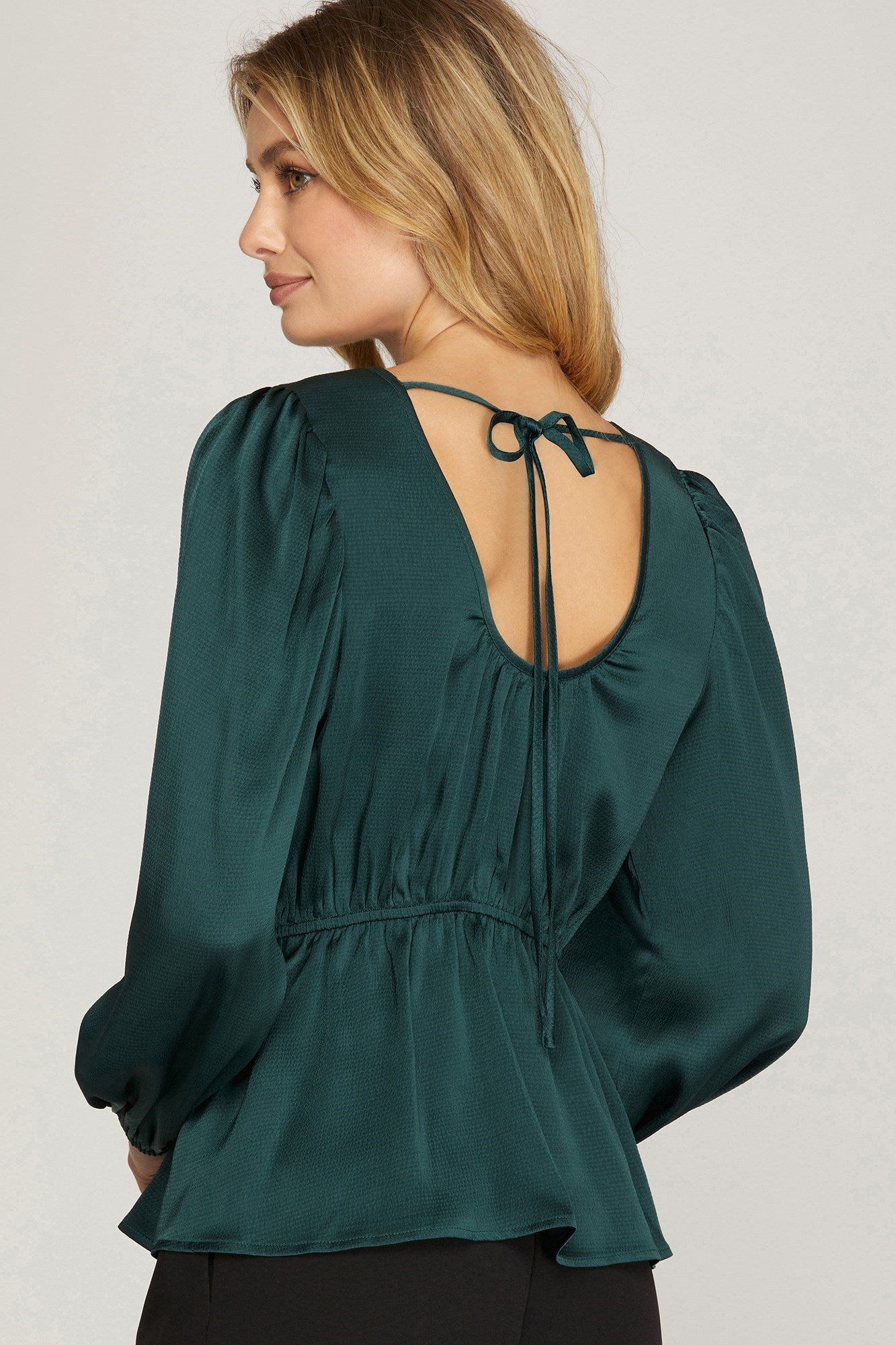 Sea Green Satin Tie Top
