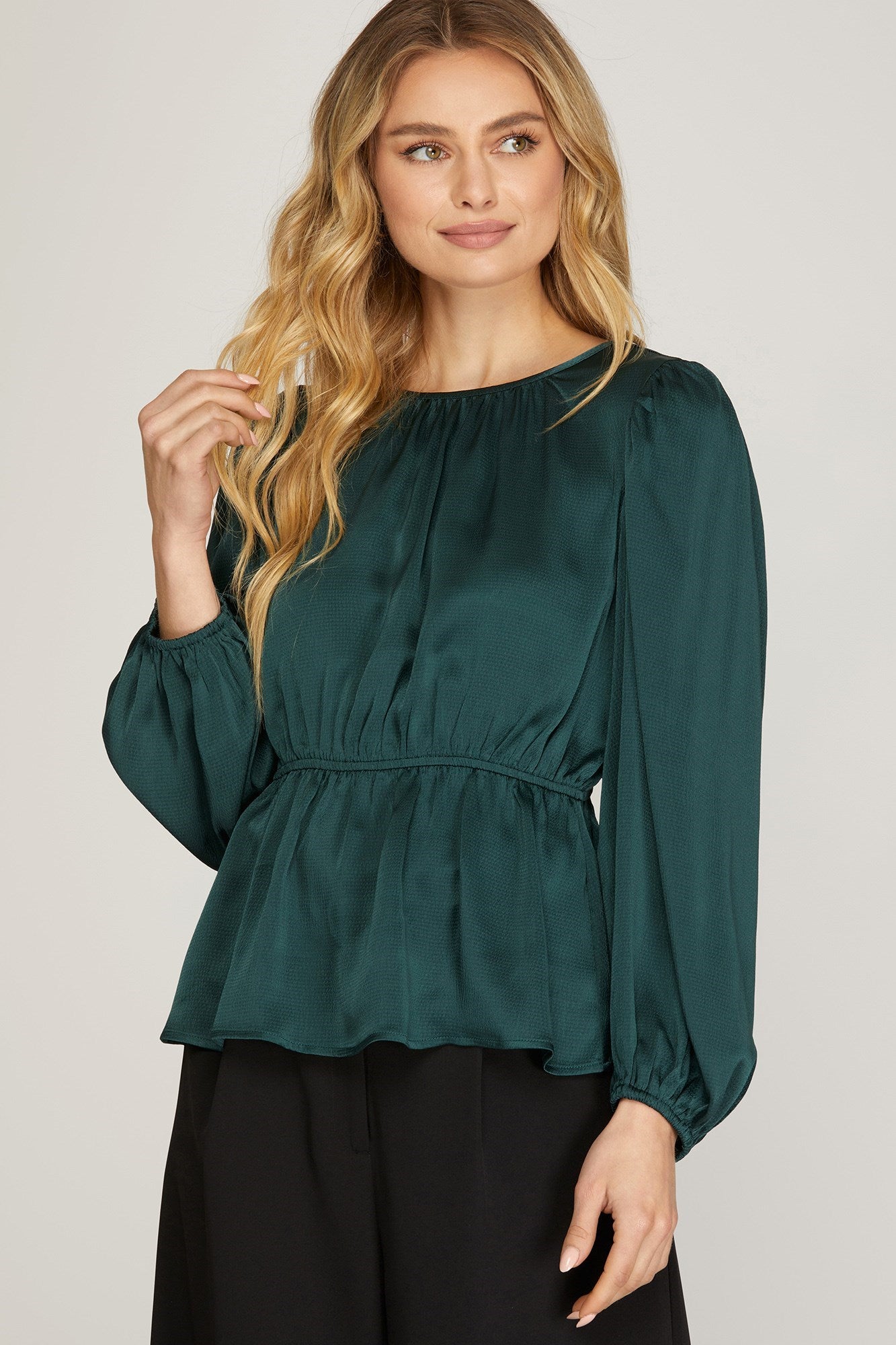 Sea Green Satin Tie Top