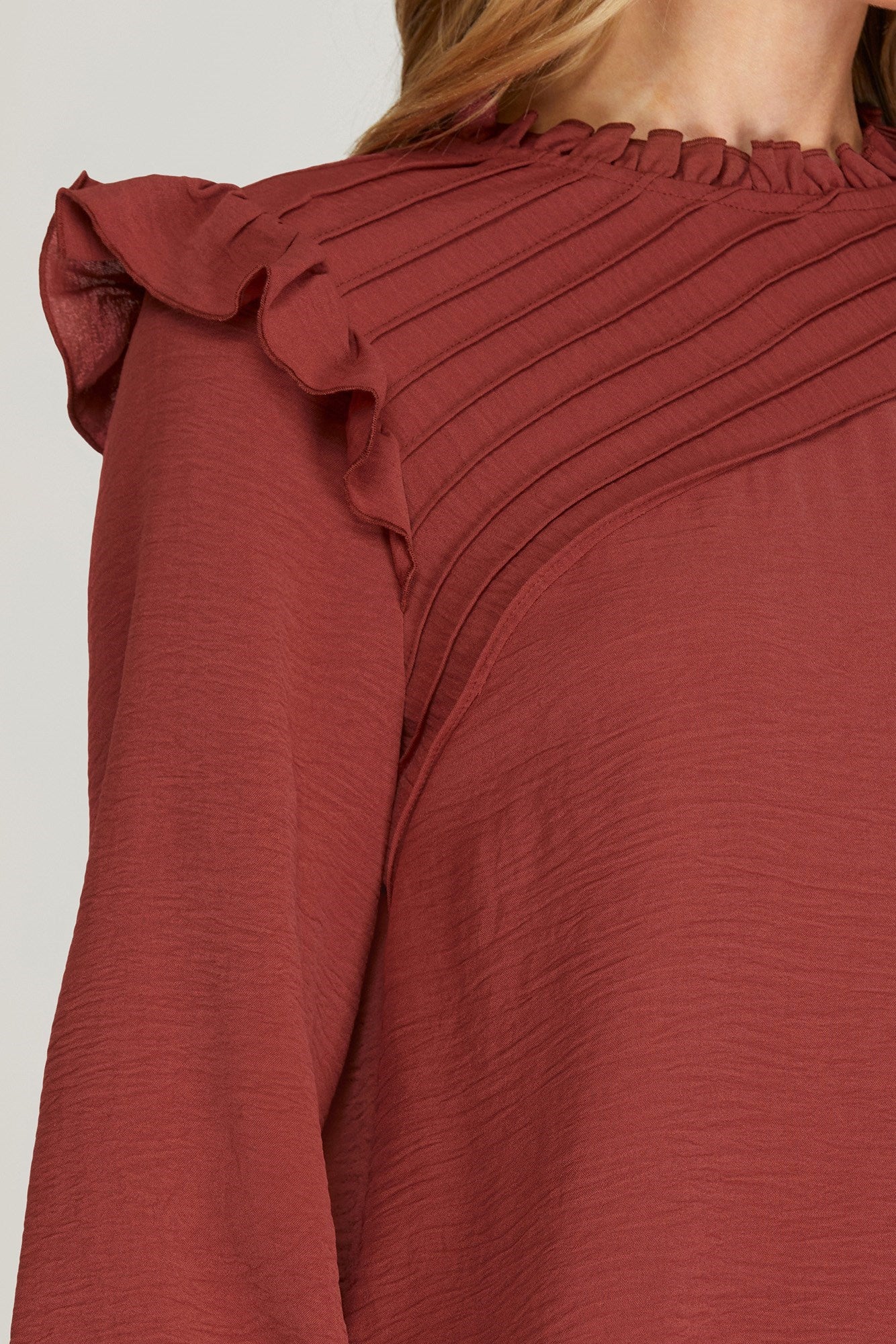 Pintuck Ruffled Top