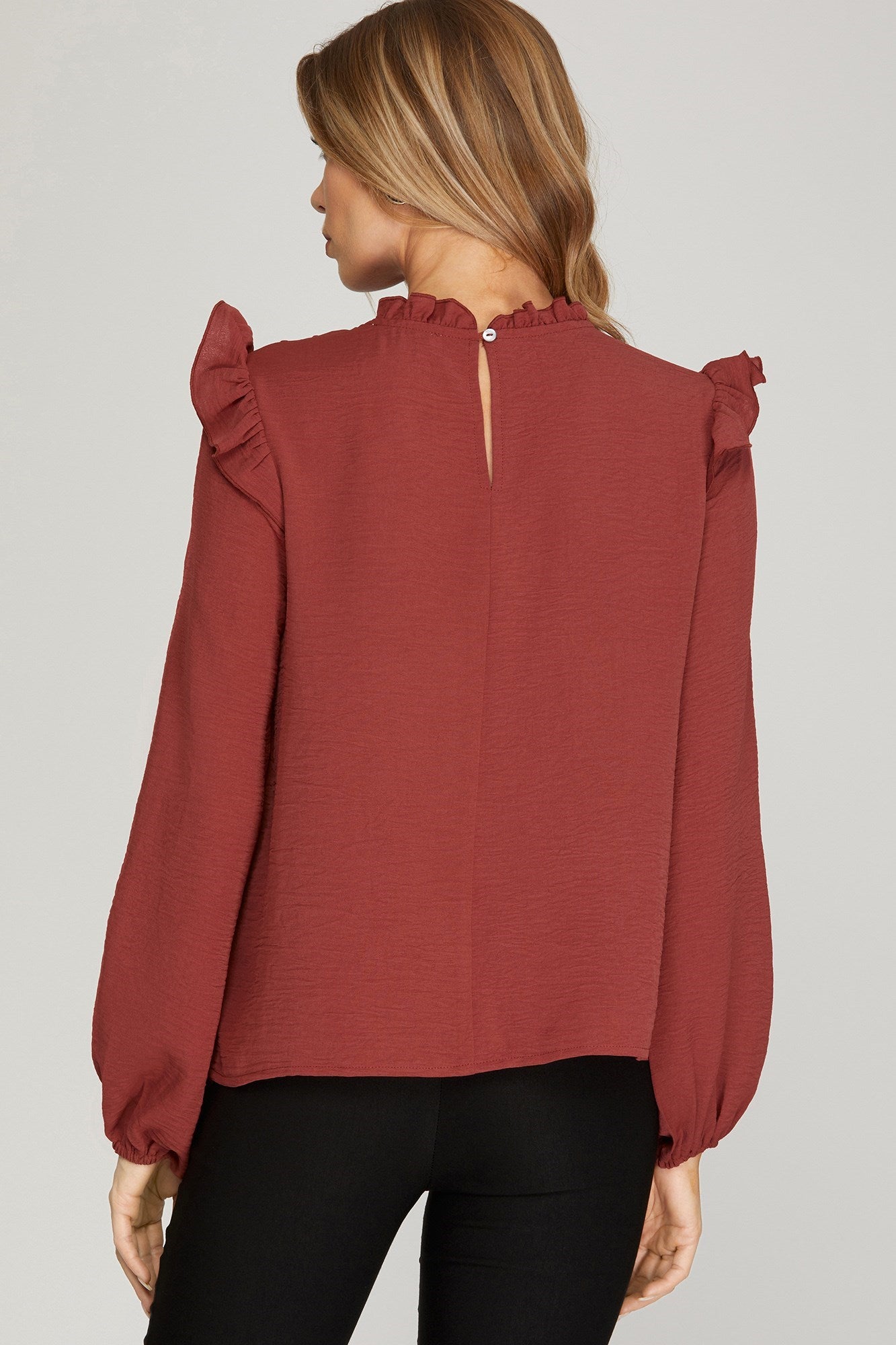 Pintuck Ruffled Top