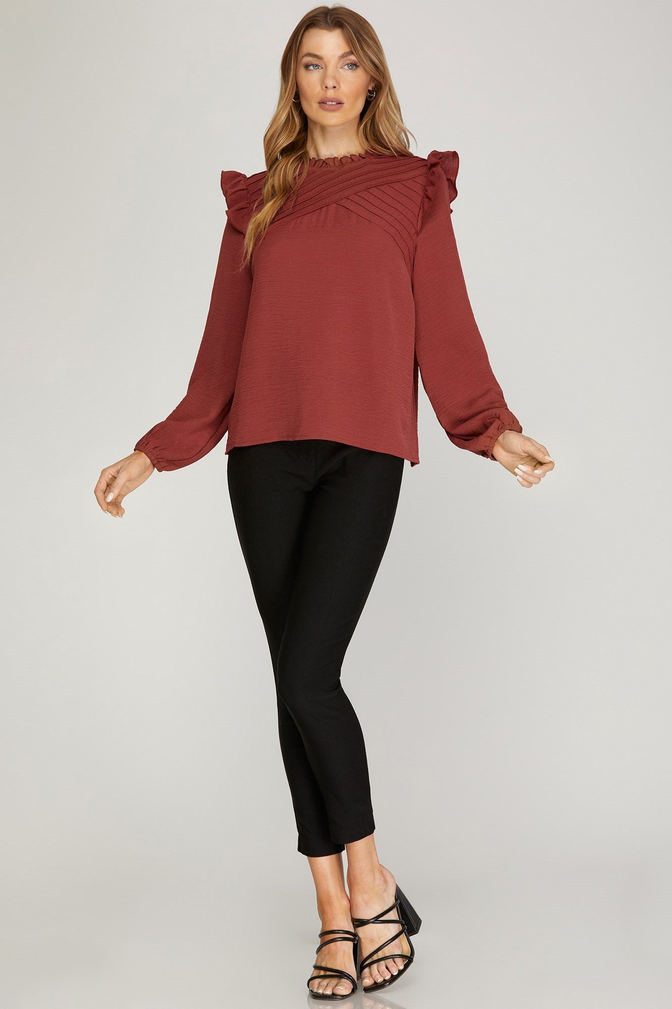 Pintuck Ruffled Top