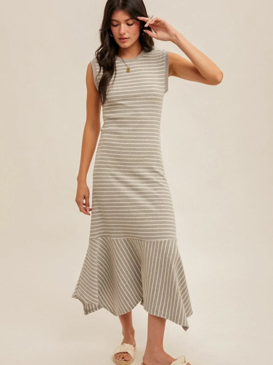 Cutout Back Striped Dress