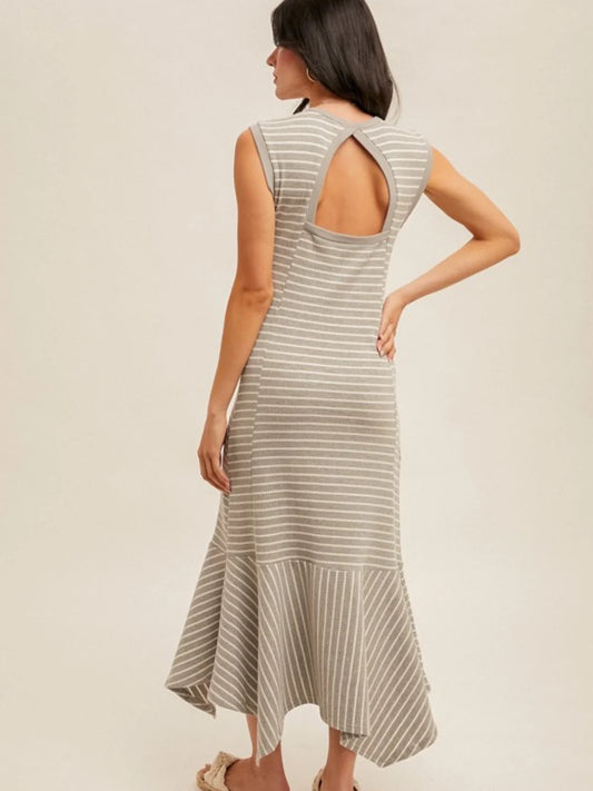 Cutout Back Striped Dress