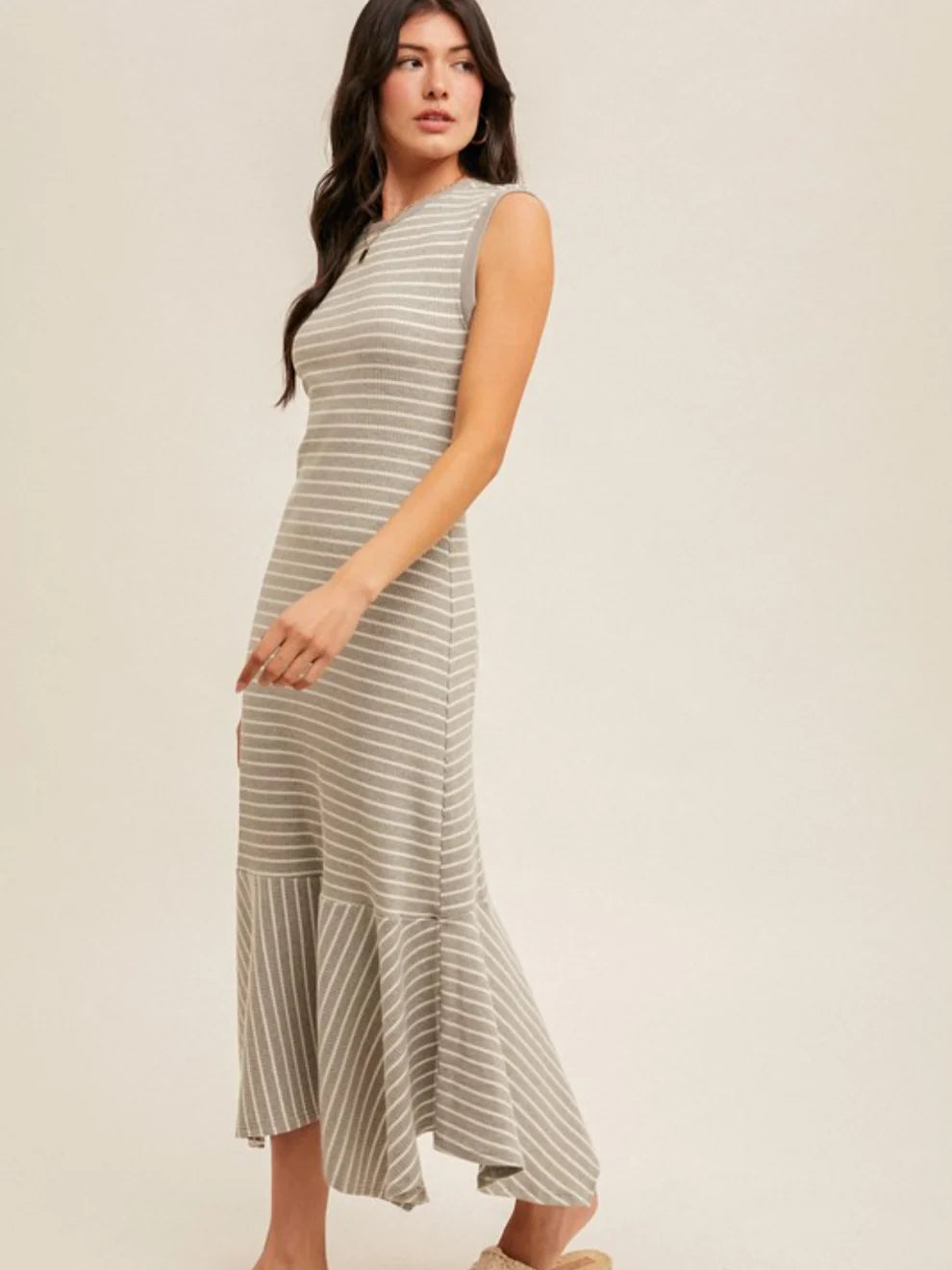 Cutout Back Striped Dress