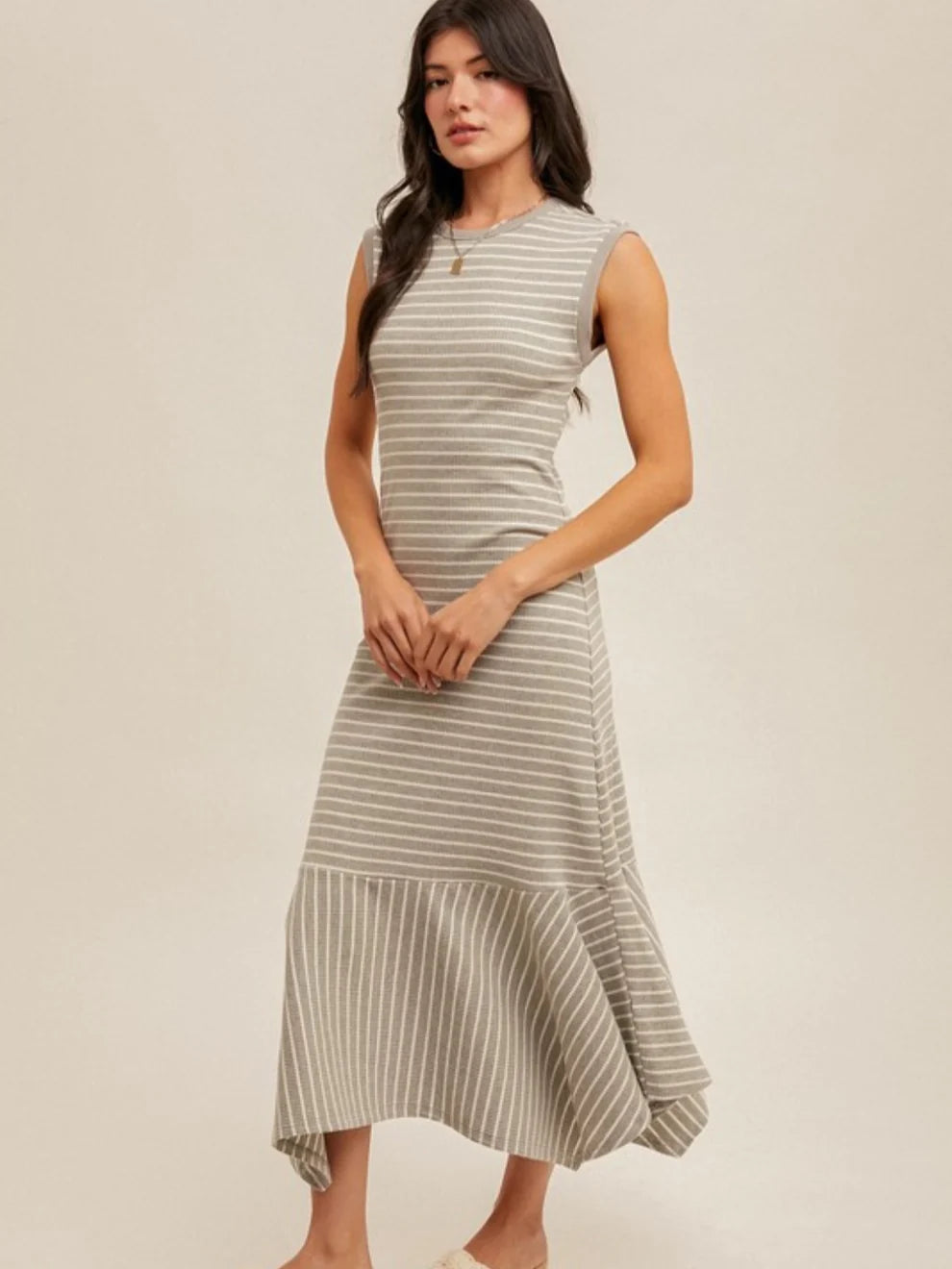 Cutout Back Striped Dress