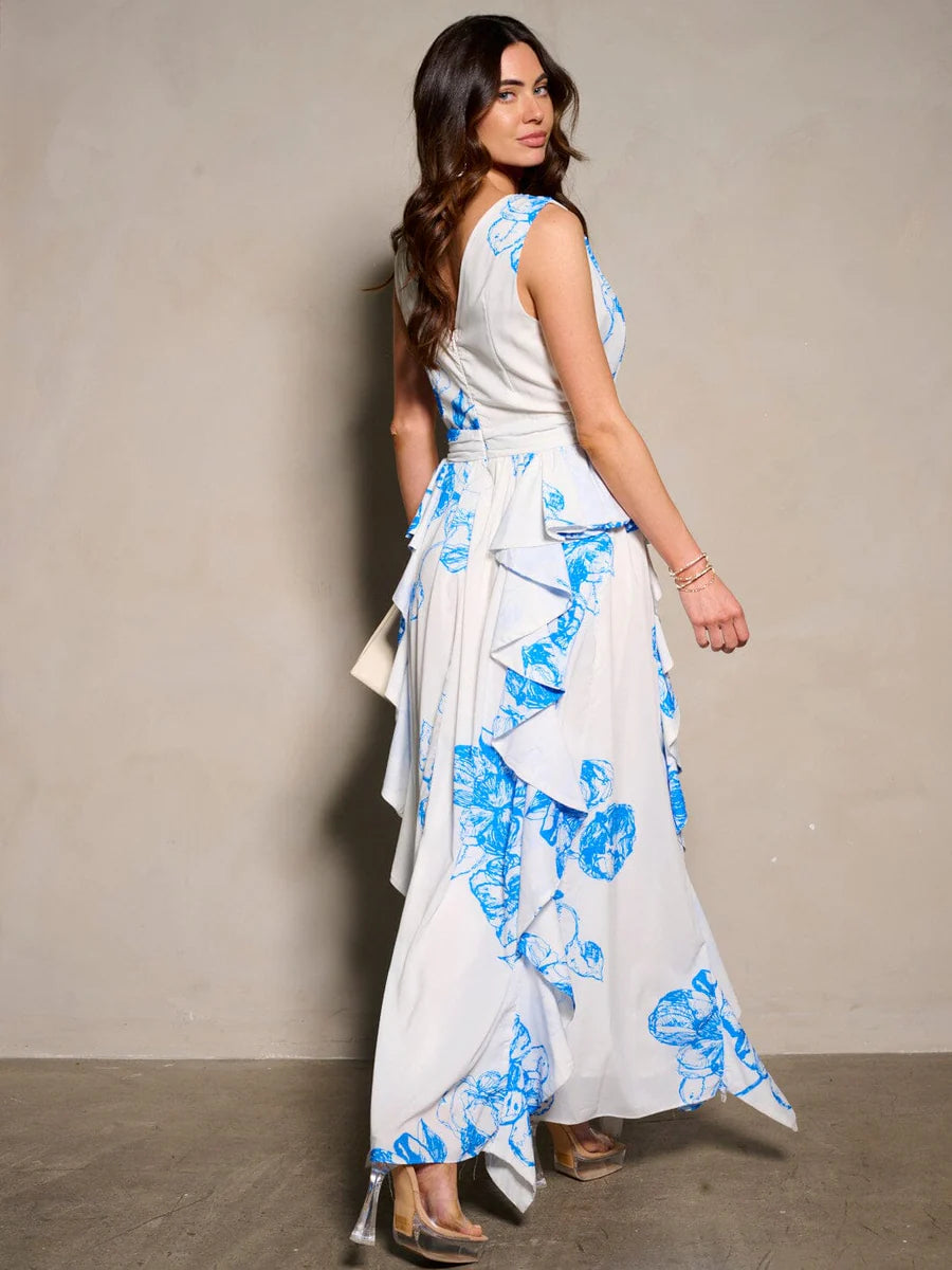 V-Neck Ruffle Maxi Dress