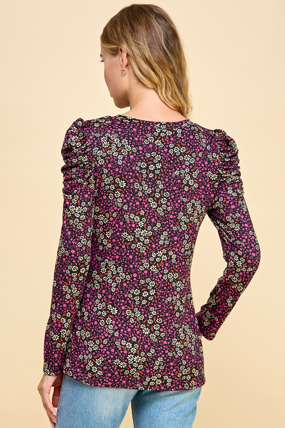 Ruffled Sleeve Floral Top
