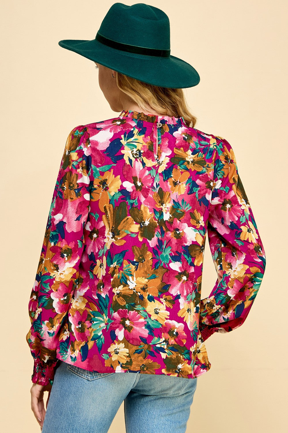 Mock Neck Floral Top