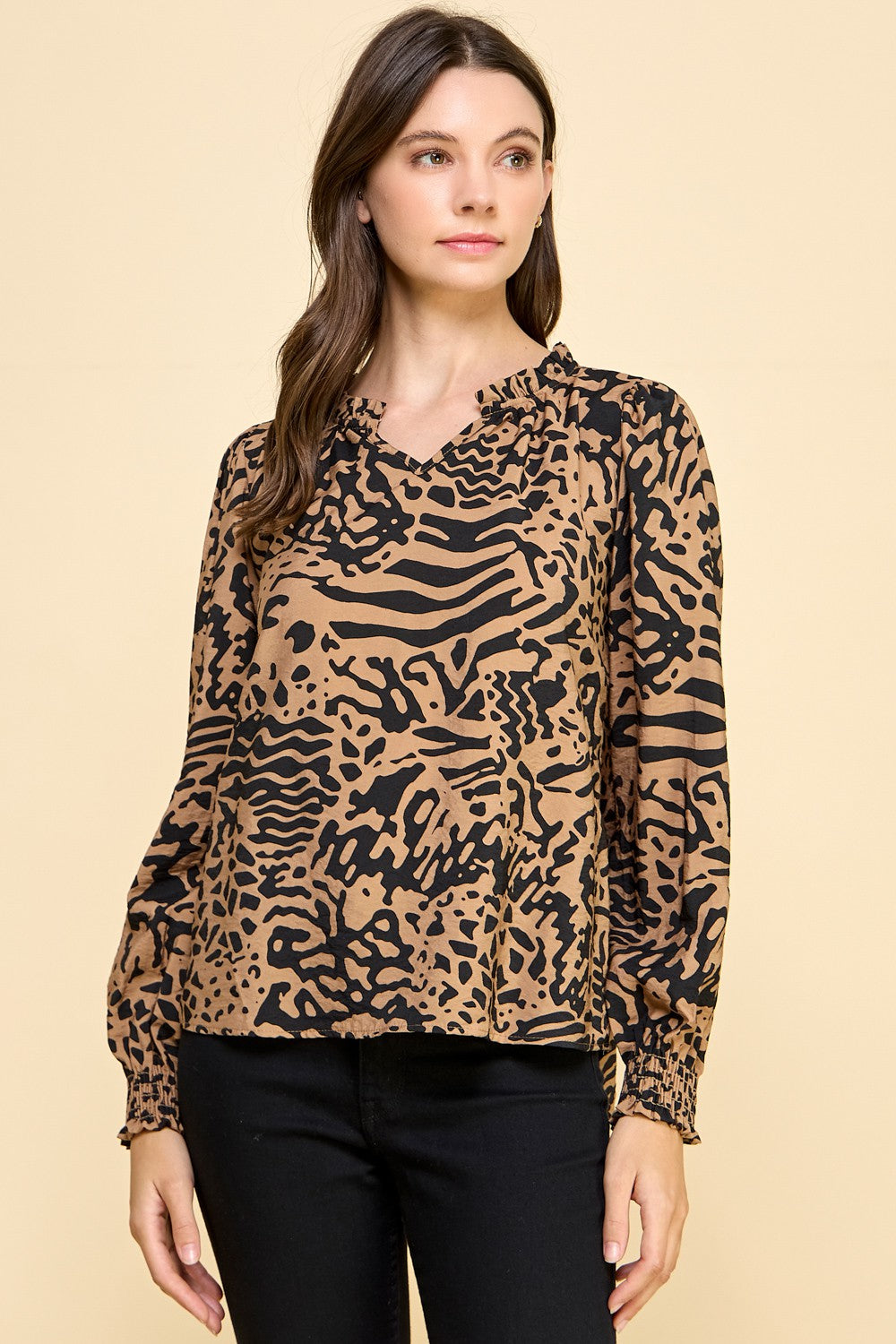 Ruffled Animal Print Top