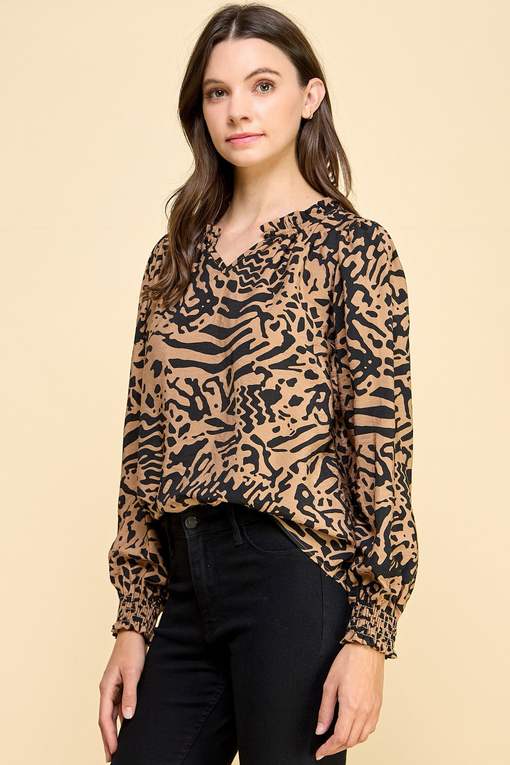 Ruffled Animal Print Top