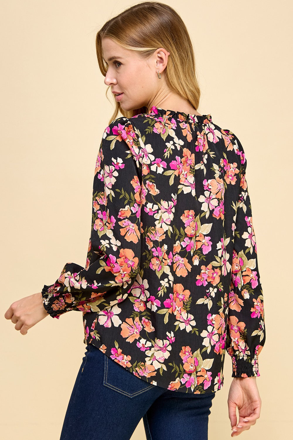 Ruffle Collar Floral Top