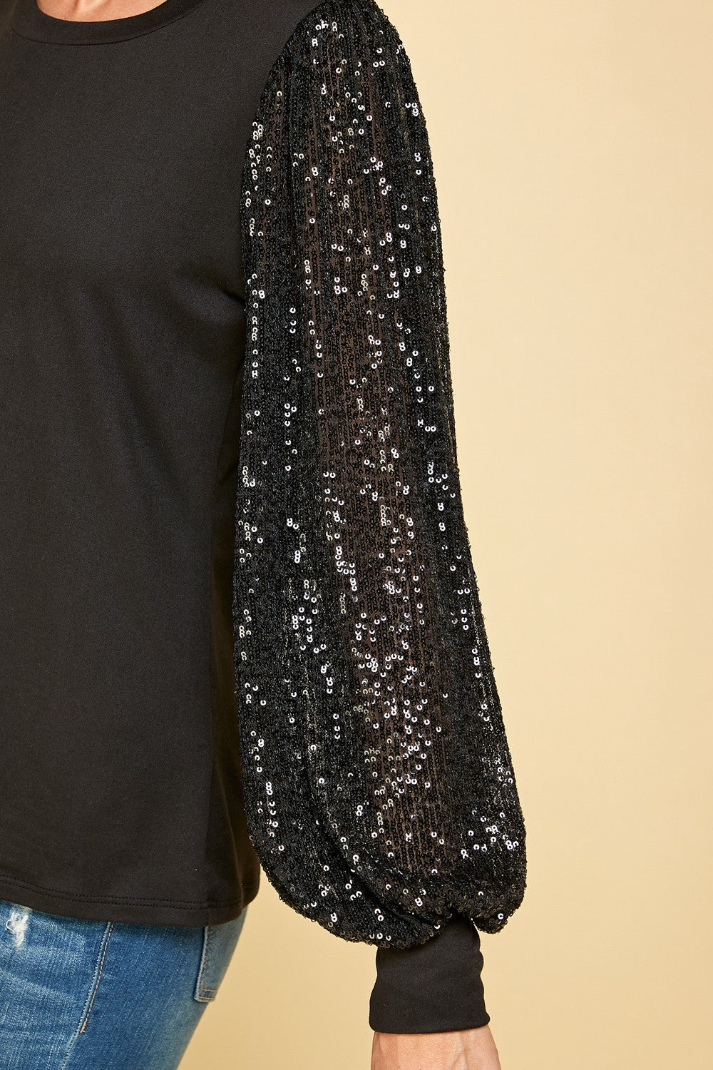 Sequin Sleeve Top