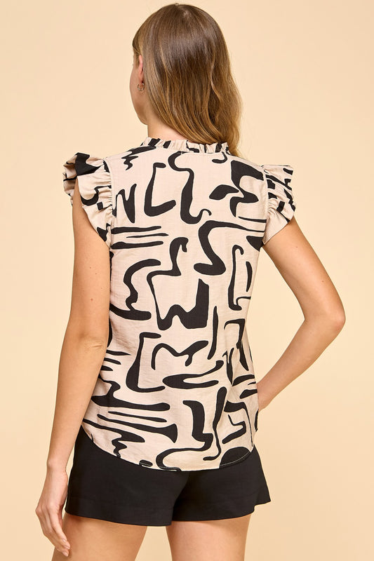 Abstract V-Neck Top