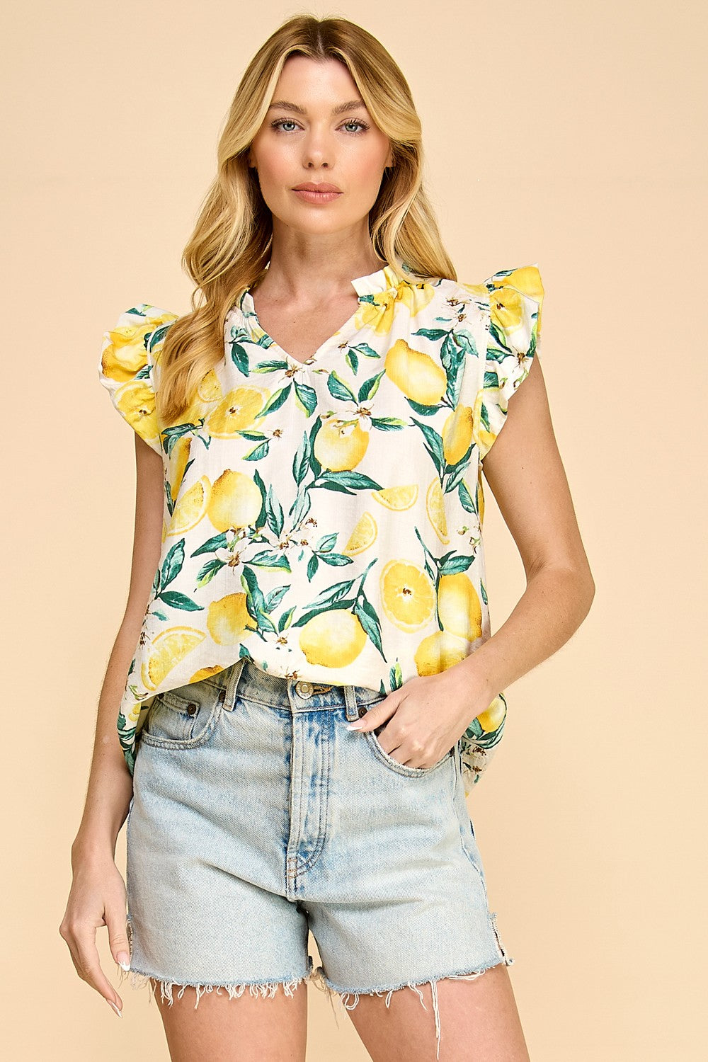 Lemon V-Neck Top