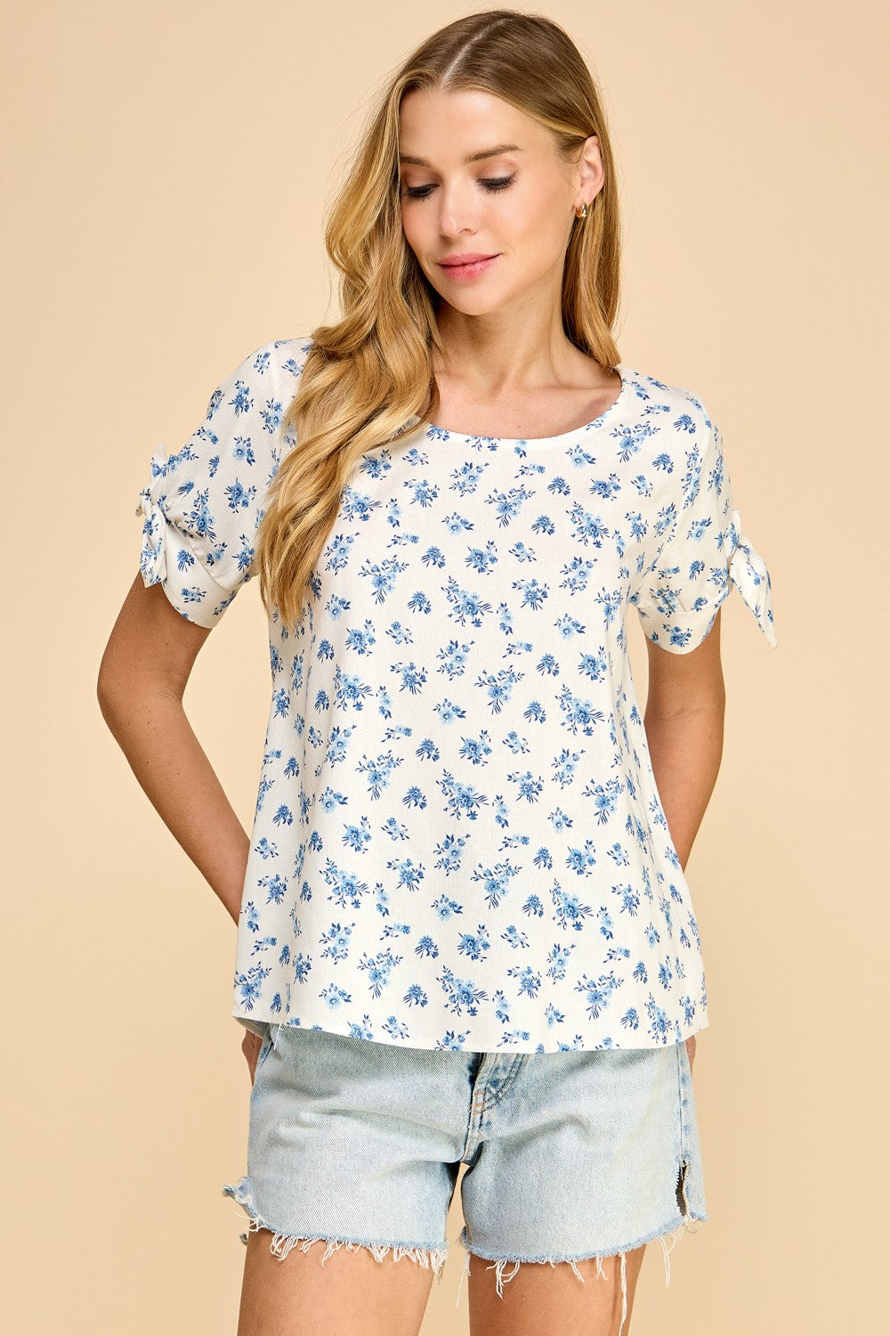 Floral Tie Sleeve Top