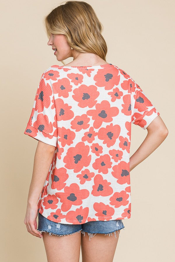 Floral Waffle Knit Top