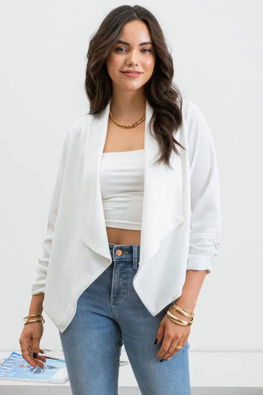 Rouched Sleeve Blazer - Off White