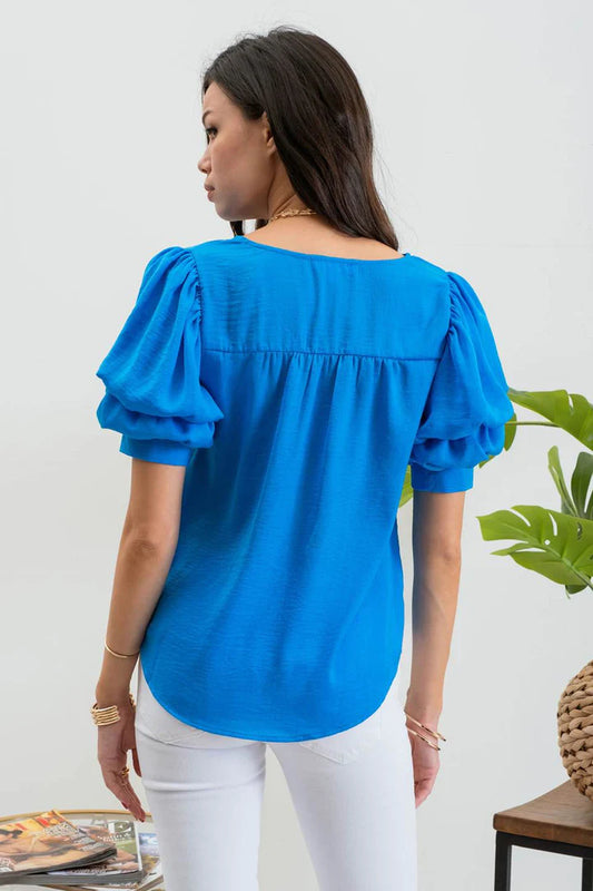 Layered Balloon Sleeve Top