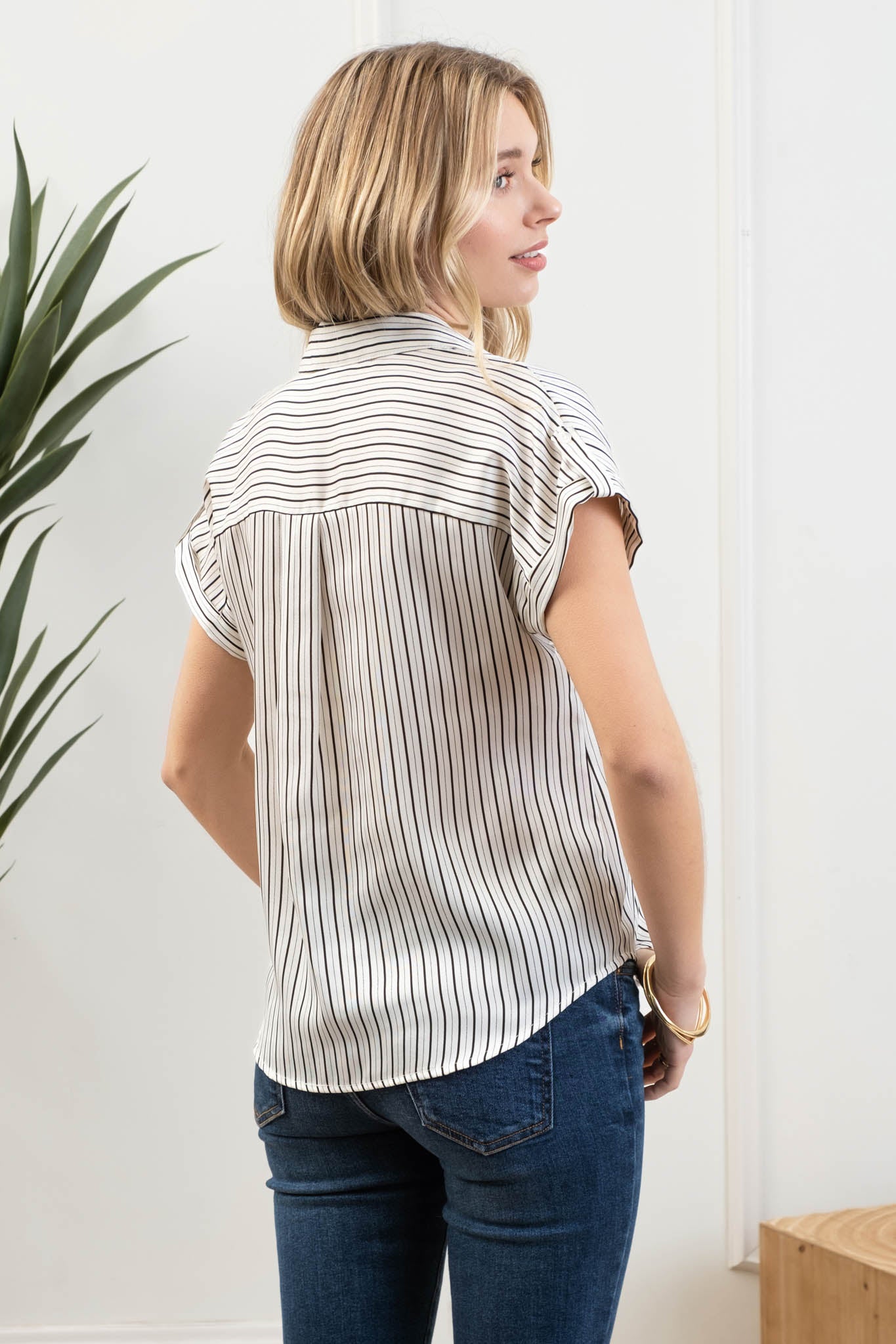 Stripe Short Sleeve Top