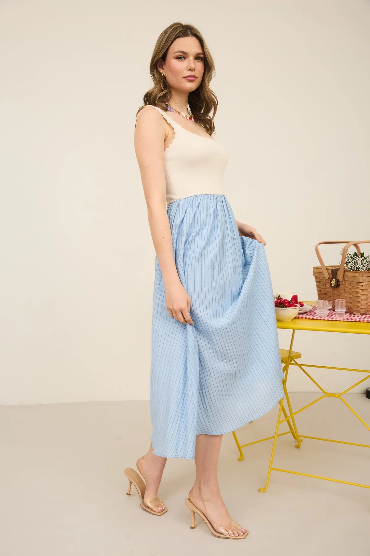 Flowing Long Ruffle Dress