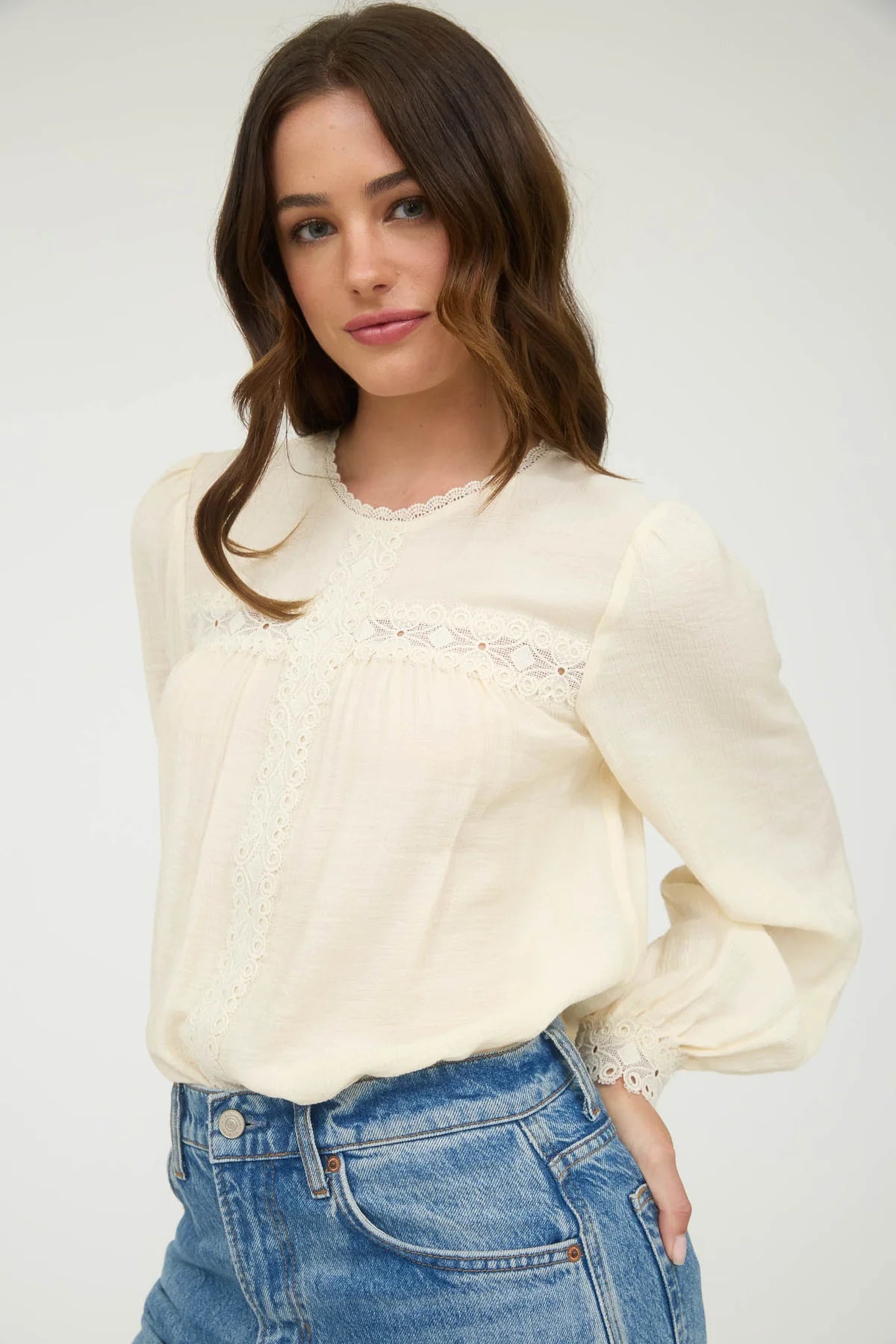 Lace Detail Long Sleeve Top