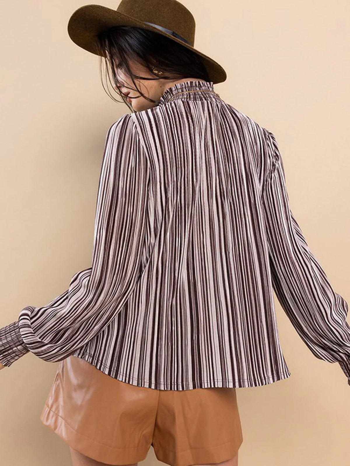 Striped Mock Neck Top