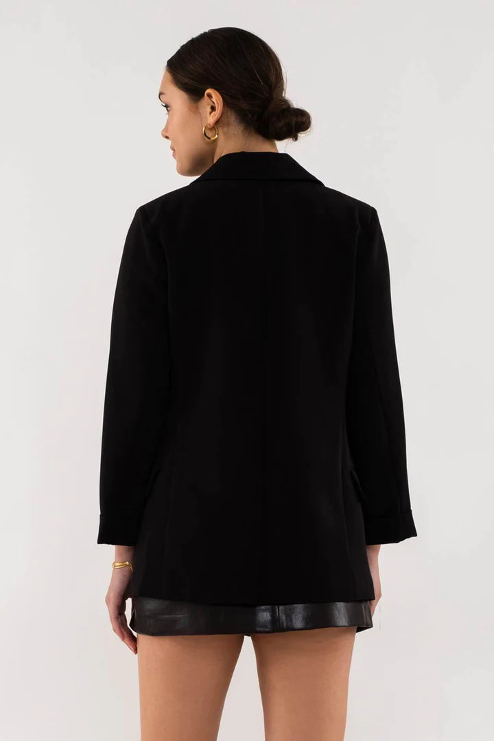 Folded Cuff Blazer - Black