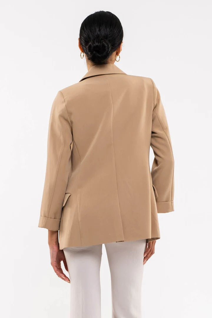 Folded Cuff Blazer - Khaki