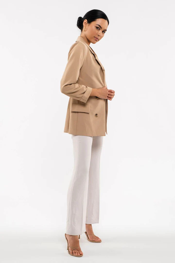 Folded Cuff Blazer - Khaki