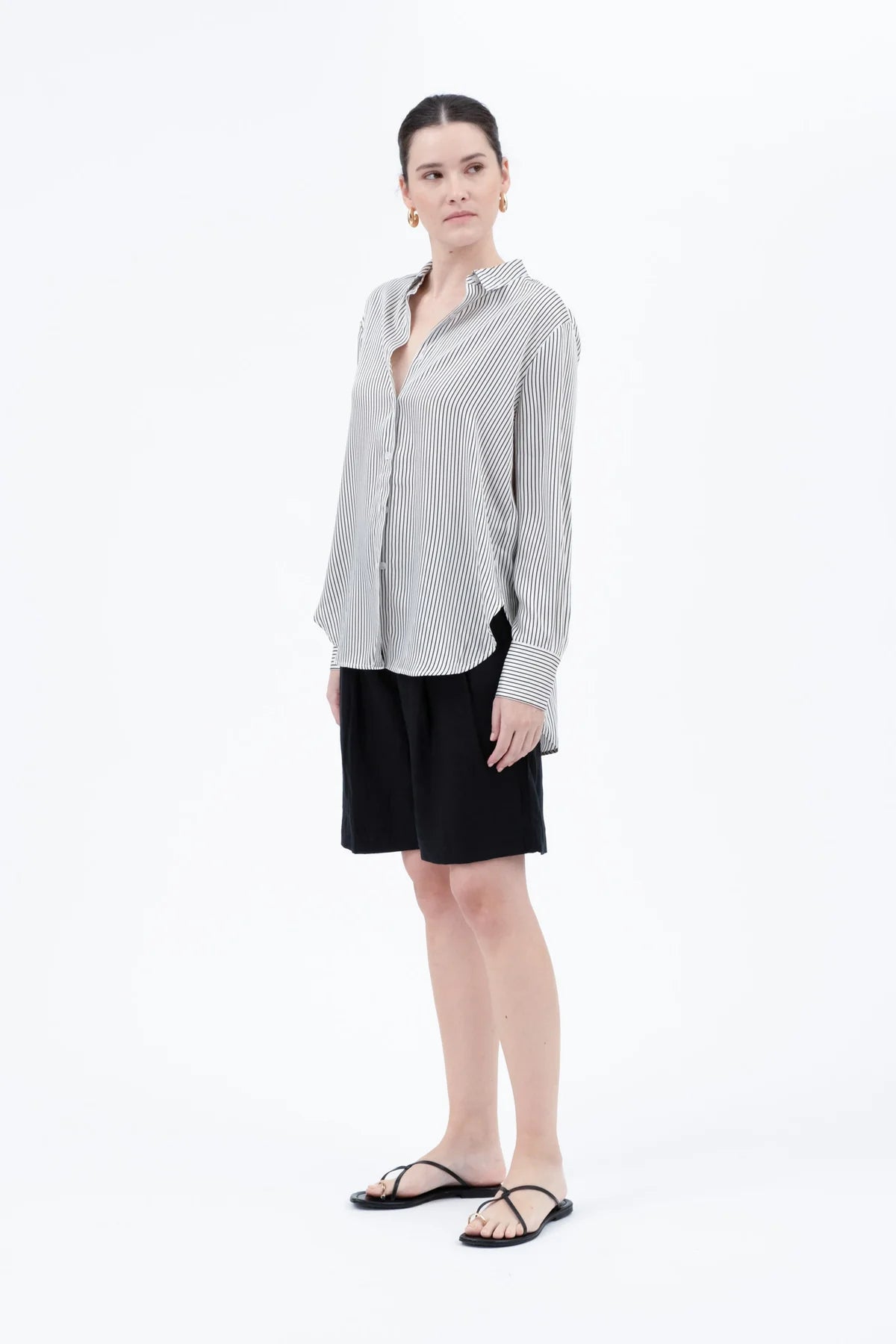Pinstripe Satin Top - Ivory
