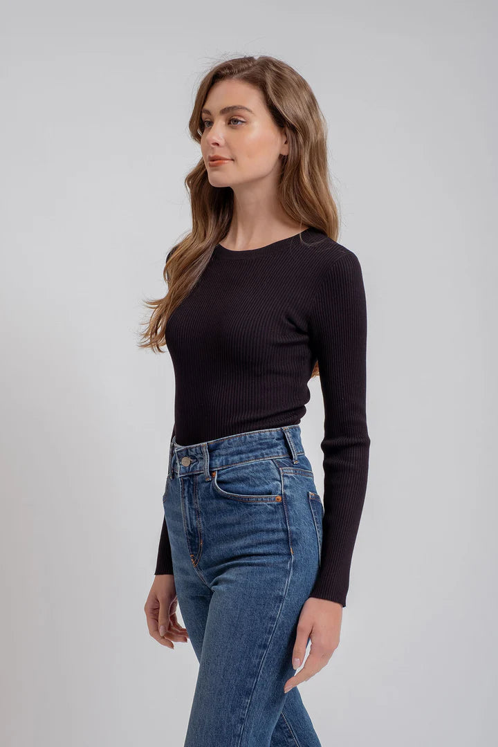 Solid Crew Neck Sweater - Black