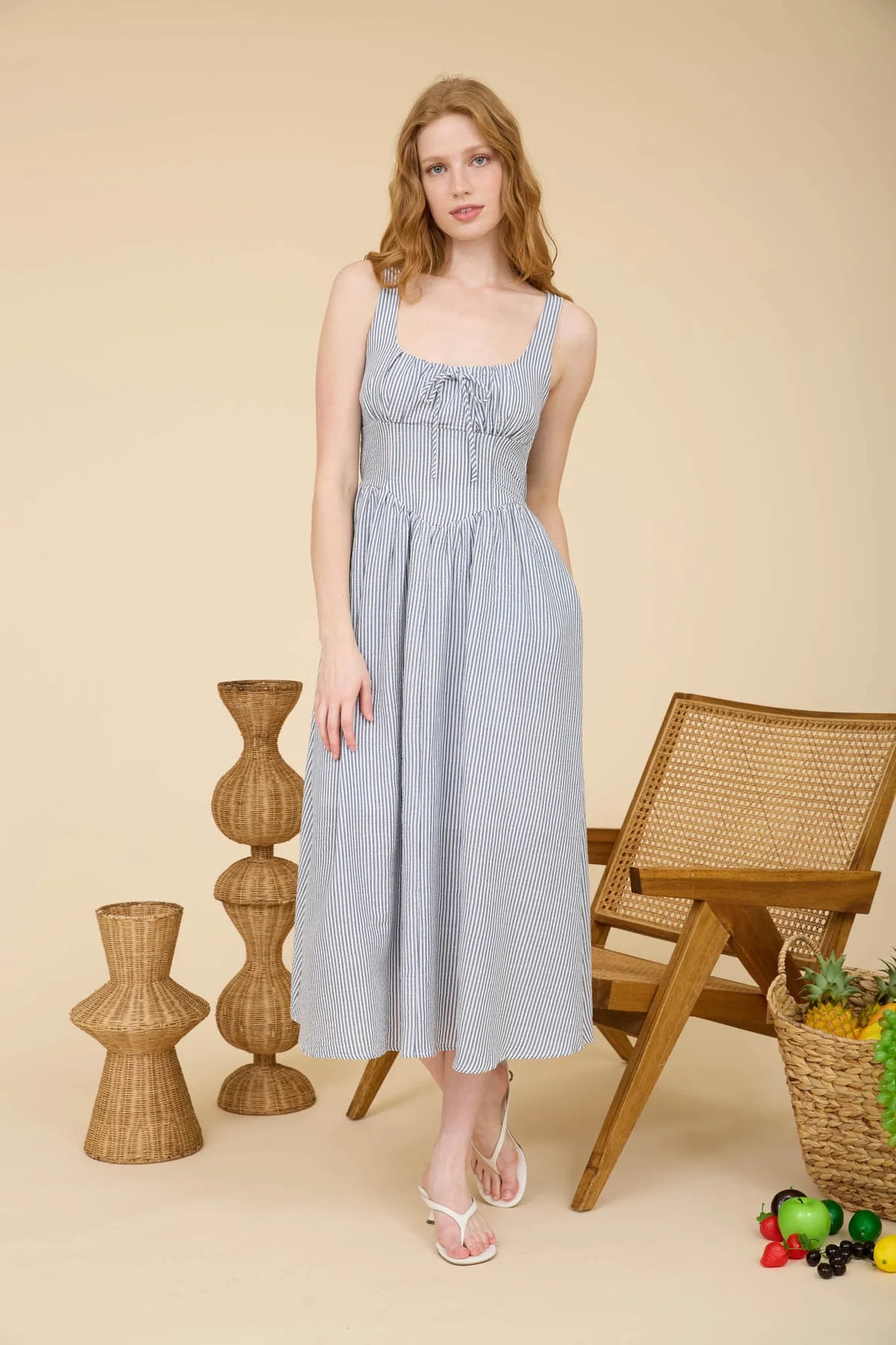 striped corset dress Striped Corset Two Piece Dress Grey White