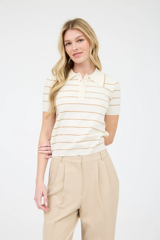 Collared Stripe Top