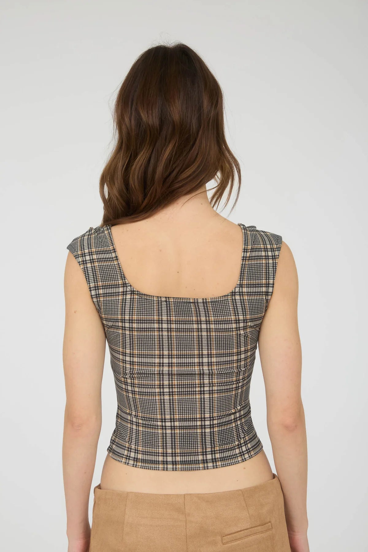 Plaid Knit Tank Top
