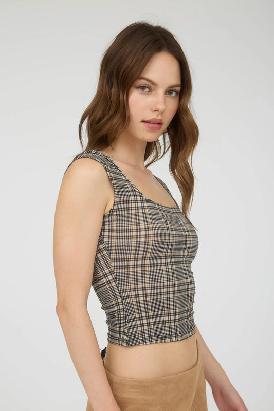 Plaid Knit Tank Top