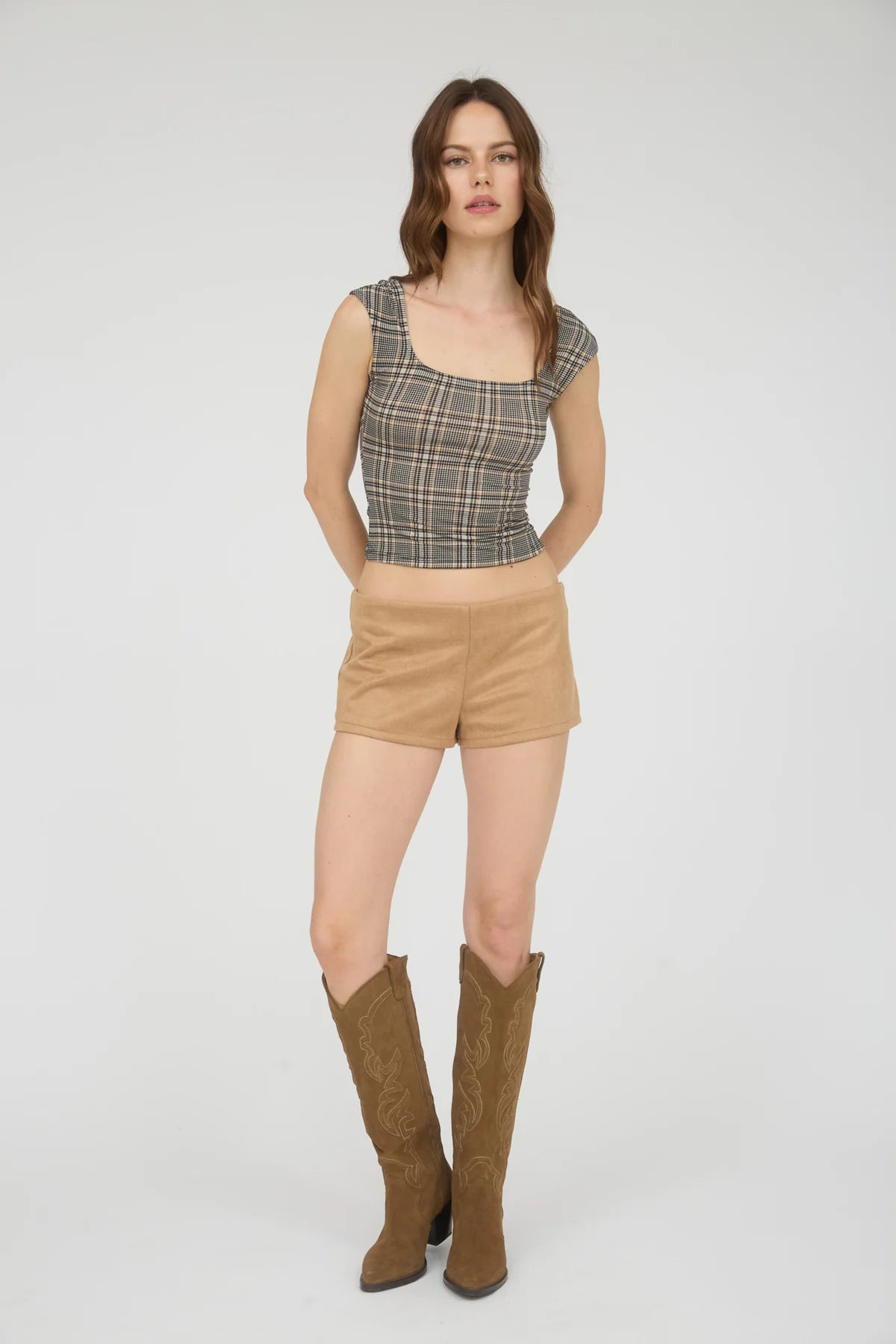 Plaid Knit Tank Top