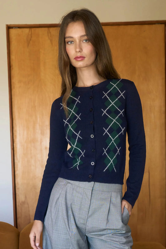 Argyle Button Cardigan