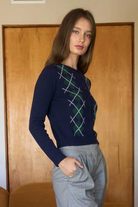 Argyle Button Cardigan