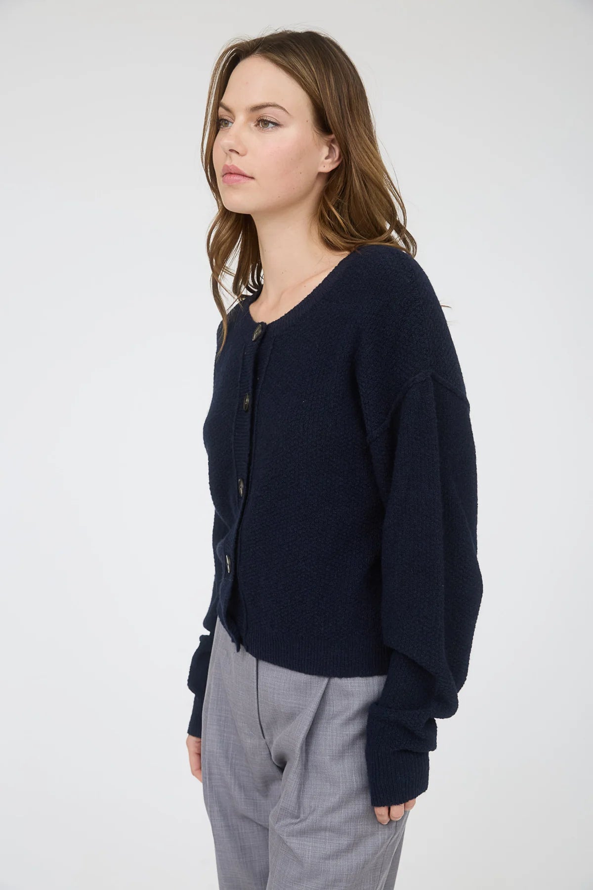 Ribbed Trim Cardigan