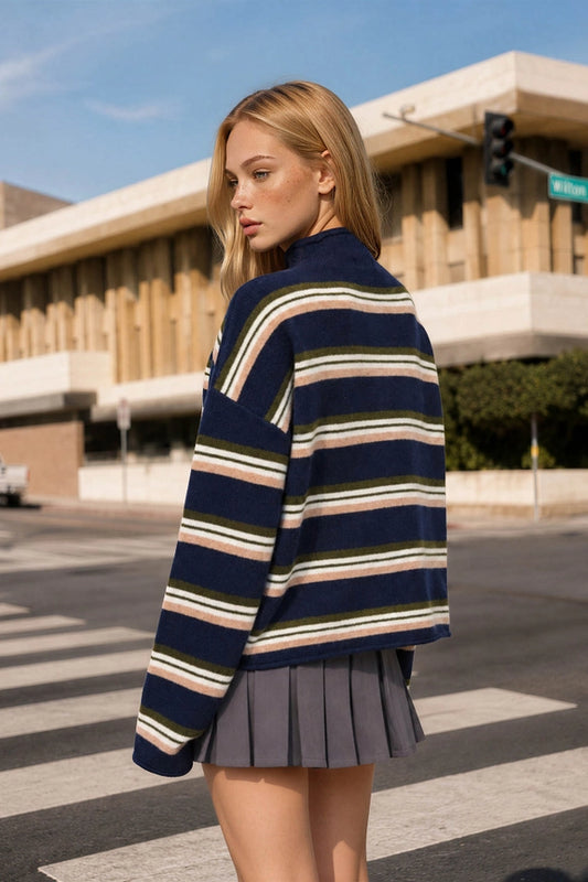 Rolled Neck Cardigan