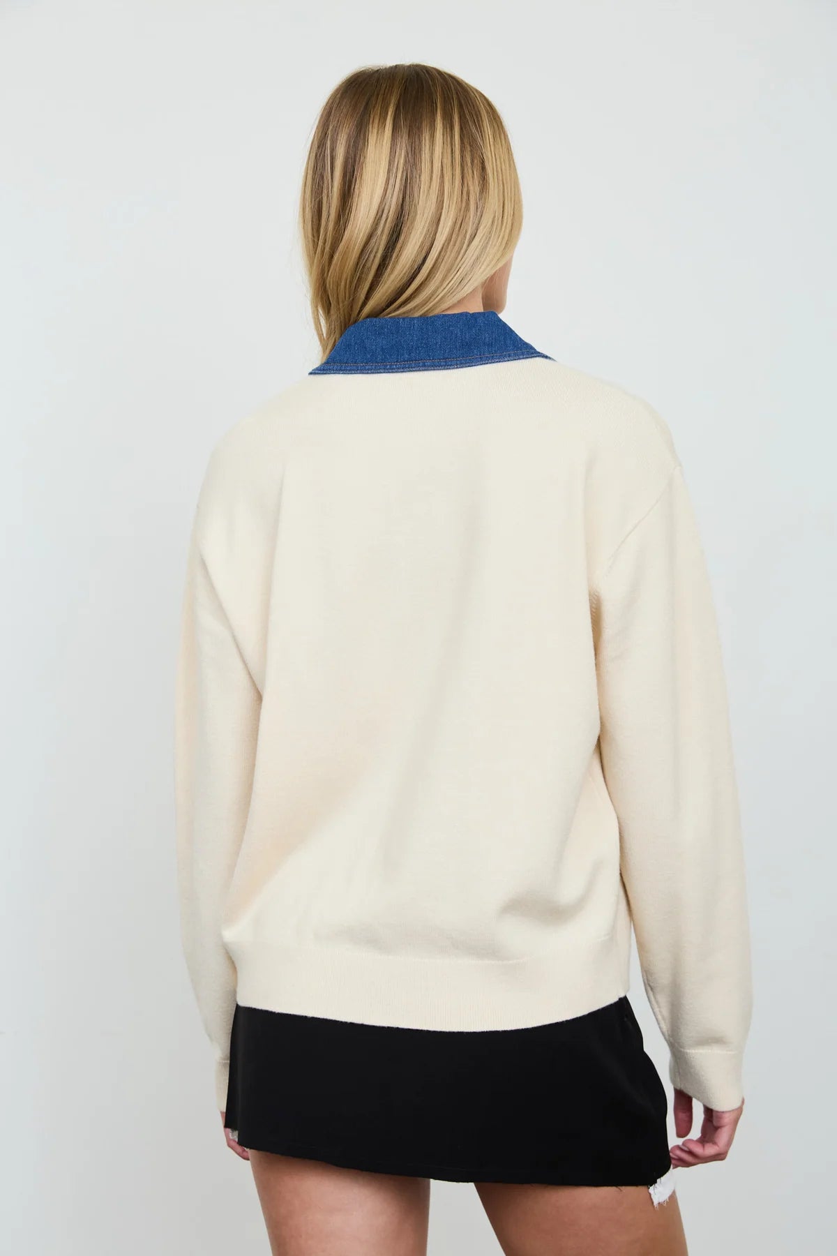 Denim Collar Sweater Top