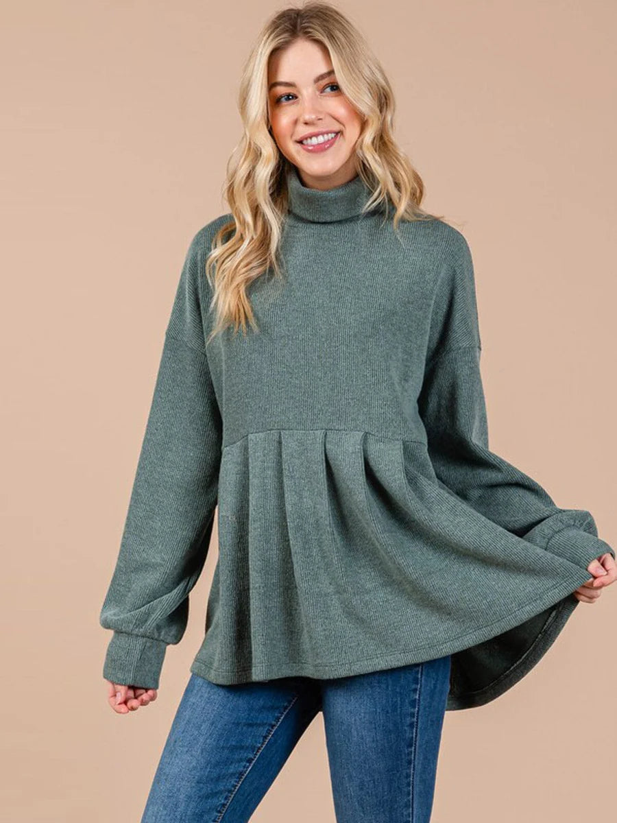 Turtleneck Peplum Top